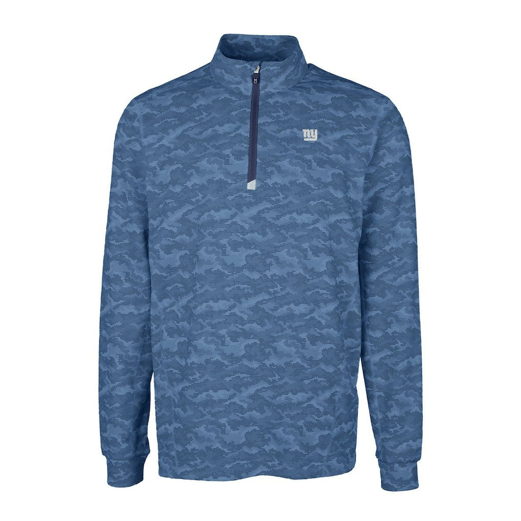 New York Giants Cutter & Buck Big & Tall Traverse Stretch Eco Camo Print DryTec Quarter-Zip Top Navy - NFL