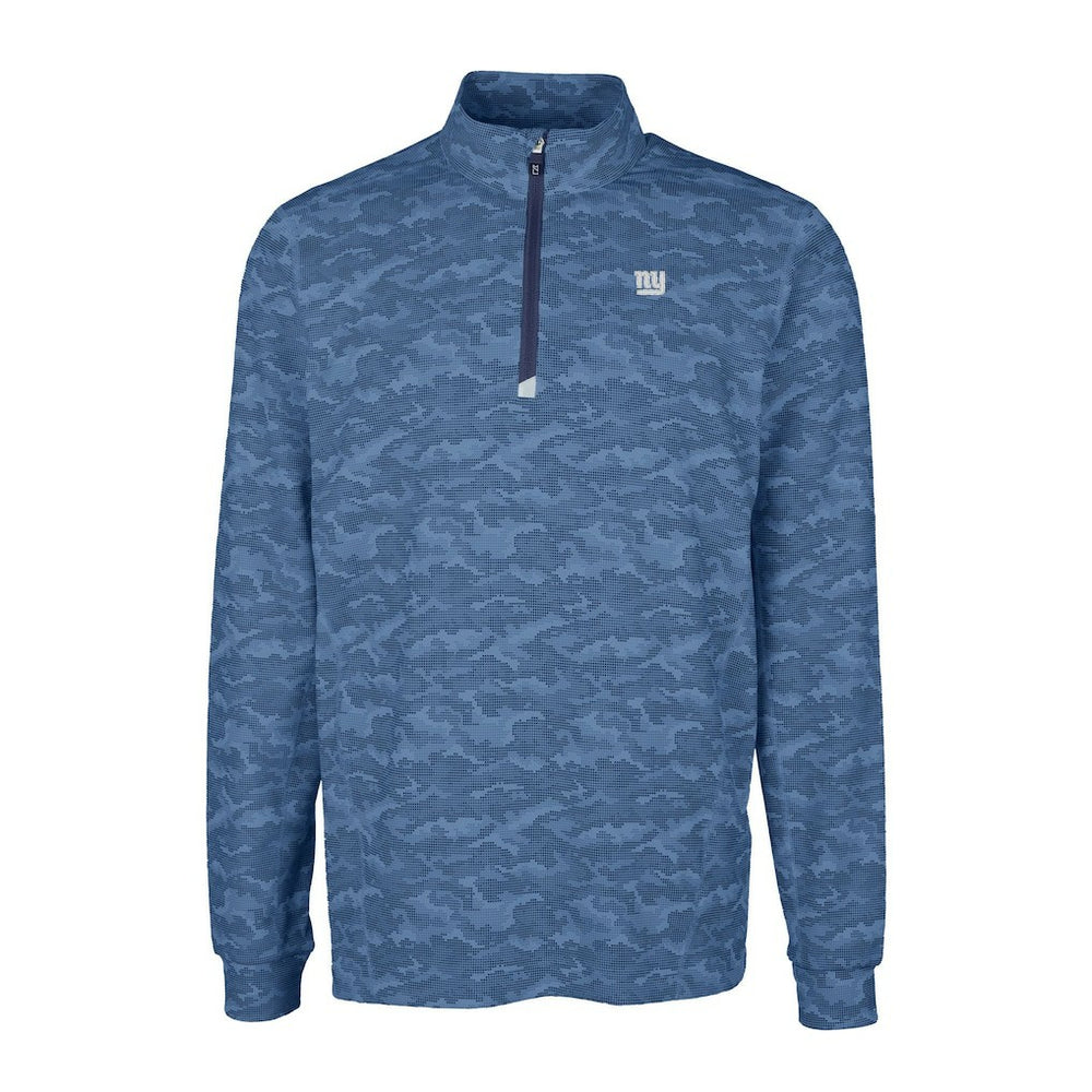 New York Giants Cutter & Buck Big & Tall Traverse Stretch Eco Camo Print DryTec Quarter-Zip Top Navy - NFL