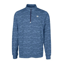 New York Giants Cutter & Buck Big & Tall Traverse Stretch Eco Camo Print DryTec Quarter-Zip Top Navy - NFL