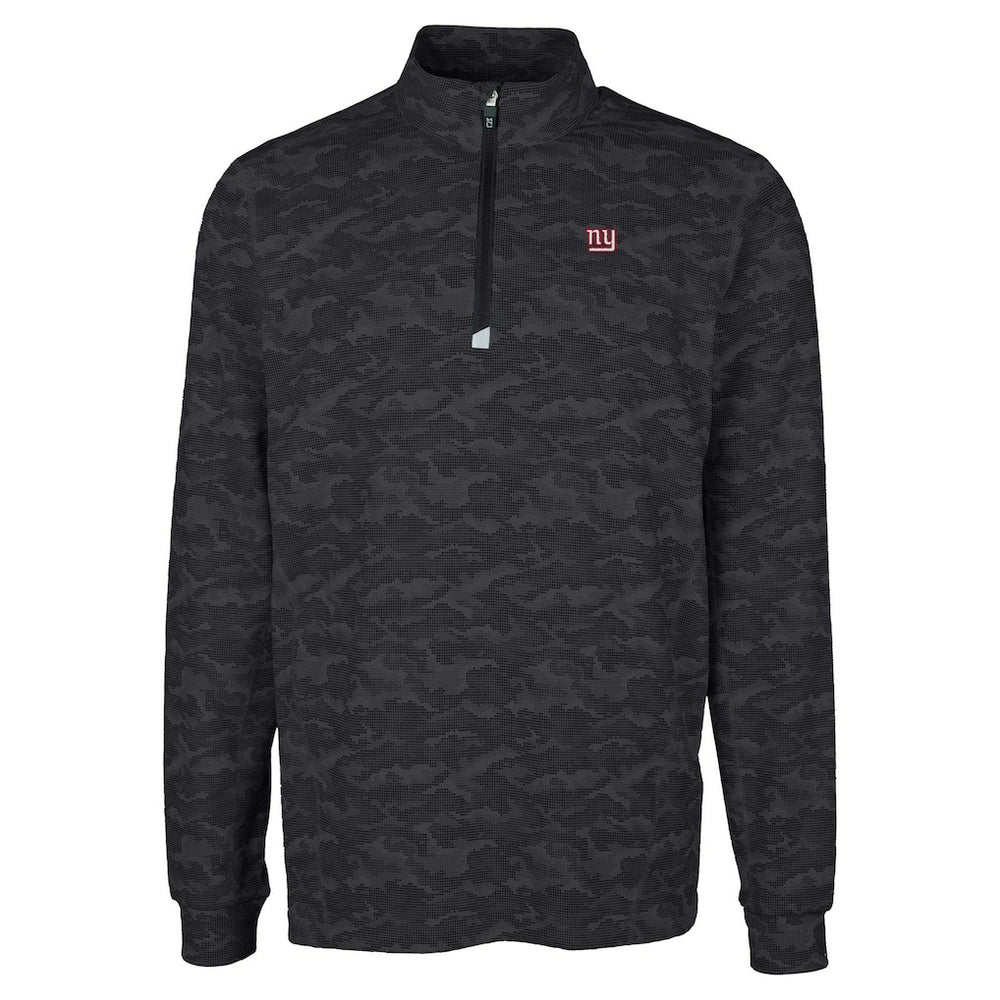 New York Giants Cutter & Buck Big & Tall Traverse Eco Camo Tri-Blend DryTec Quarter-Zip Jacket Black - NFL