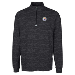 Pittsburgh Steelers Cutter & Buck Big & Tall Traverse Eco Camo Tri-Blend DryTec Quarter-Zip Jacket Black - NFL
