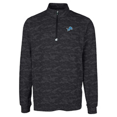 Detroit Lions Cutter & Buck Big & Tall Traverse Eco Camo Tri-Blend DryTec Quarter-Zip Jacket Black - NFL
