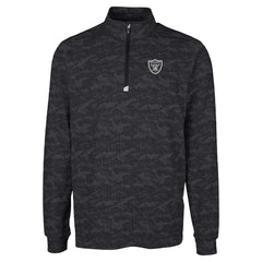 Las Vegas Raiders Cutter & Buck Big & Tall Traverse Eco Camo Tri-Blend DryTec Quarter-Zip Jacket Black - NFL