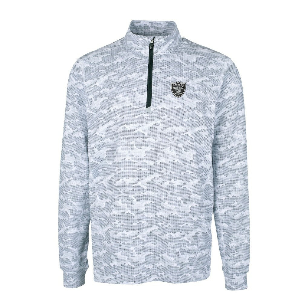 Las Vegas Raiders Cutter & Buck Big & Tall Traverse Eco Camo Tri-Blend DryTec Quarter-Zip Jacket Charcoal - NFL