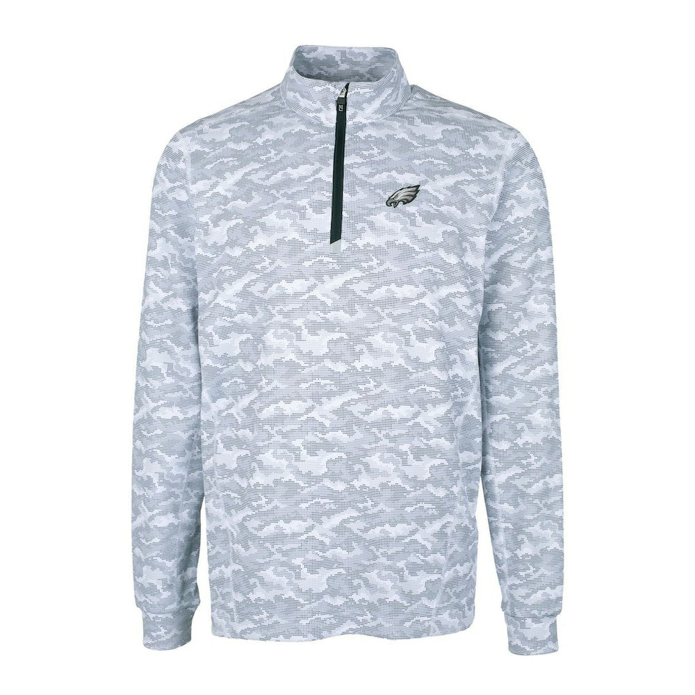 Philadelphia Eagles Cutter & Buck Big & Tall Traverse Eco Camo Tri-Blend DryTec Quarter-Zip Jacket Charcoal - NFL
