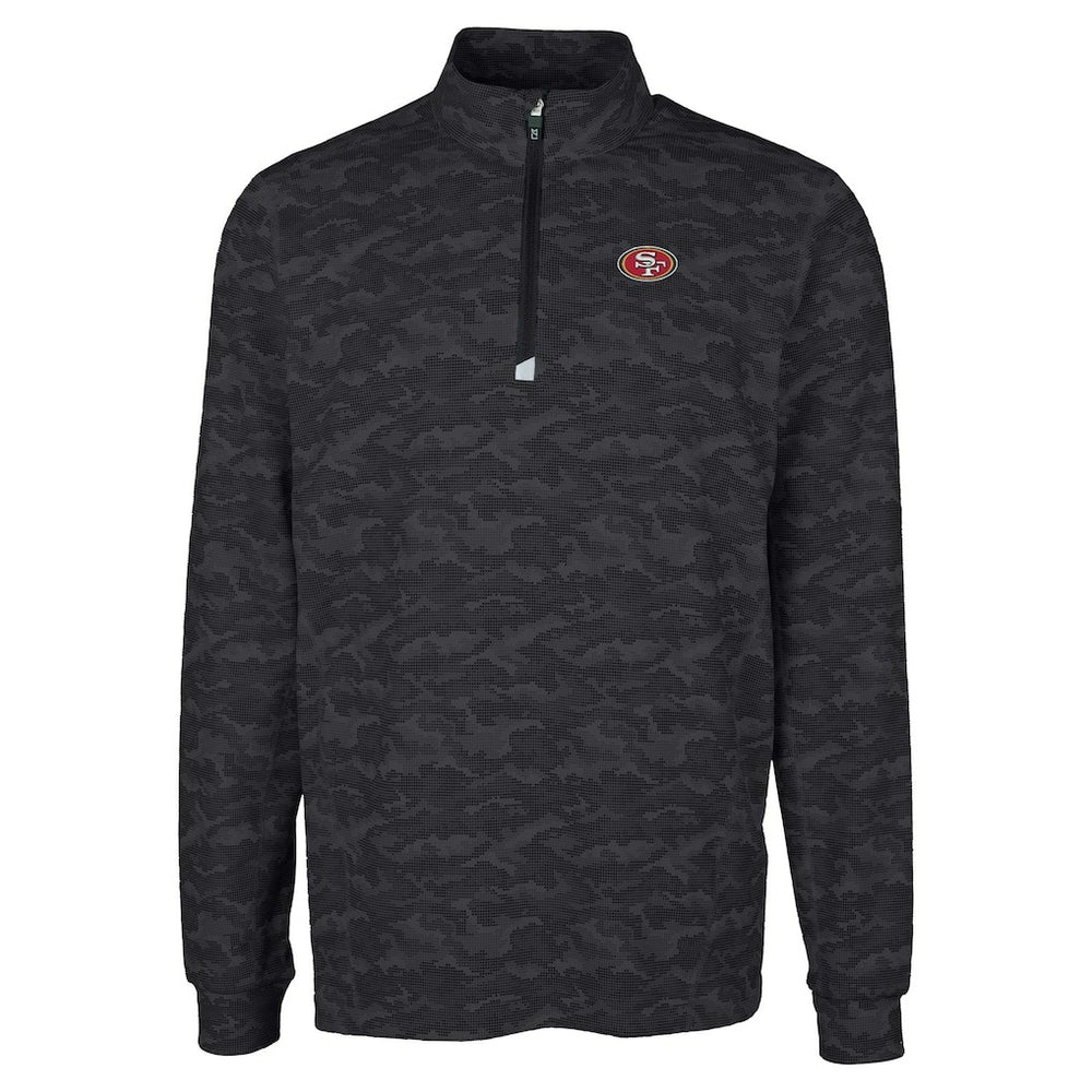 San Francisco 49ers Cutter & Buck Big & Tall Traverse Eco Camo Tri-Blend DryTec Quarter-Zip Jacket Black - NFL