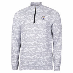 Pittsburgh Steelers Cutter & Buck Big & Tall Traverse Eco Camo Tri-Blend DryTec Quarter-Zip Jacket Charcoal - NFL