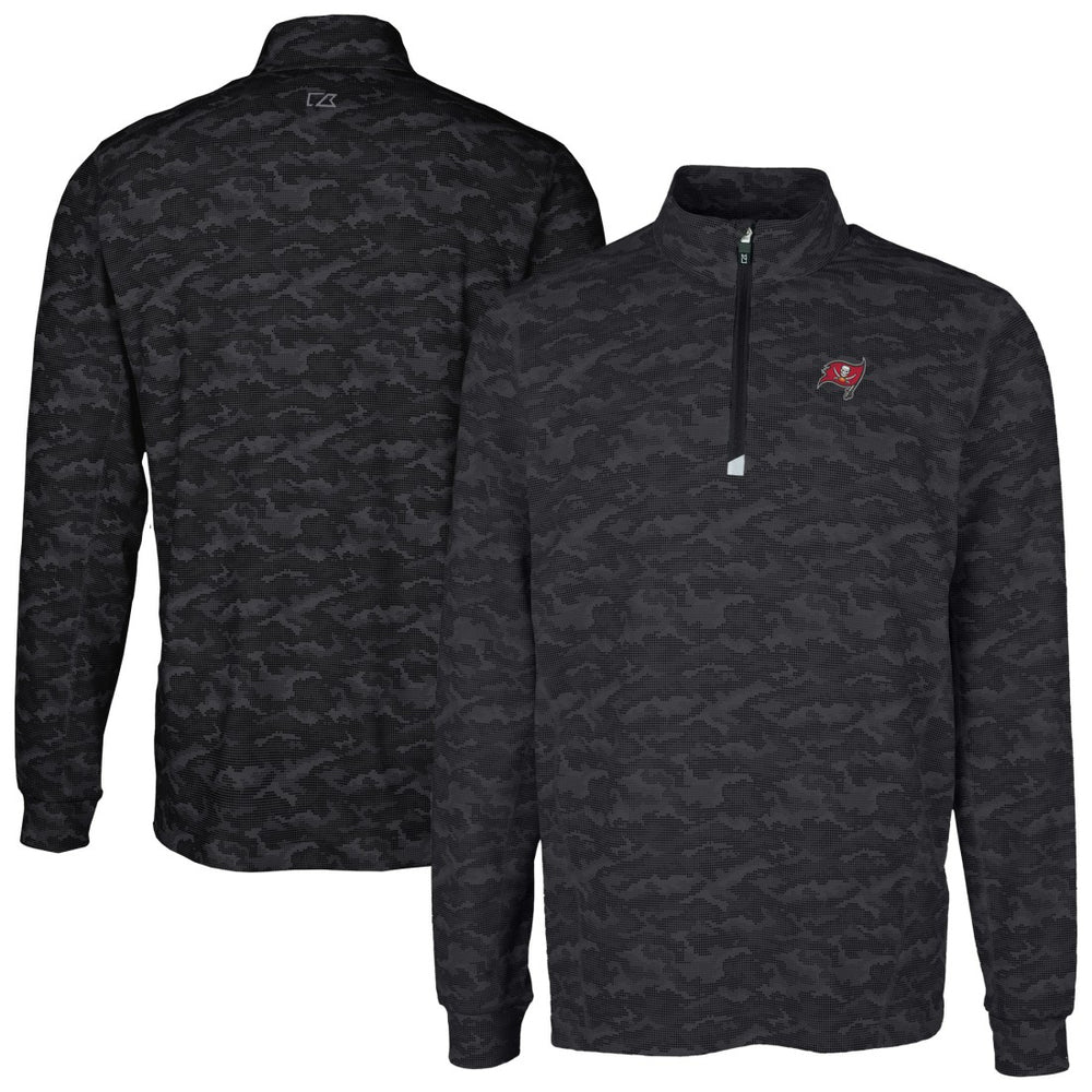 Tampa Bay Buccaneers Cutter & Buck Big & Tall Traverse Eco Camo Tri-Blend DryTec Quarter-Zip Jacket Black - NFL
