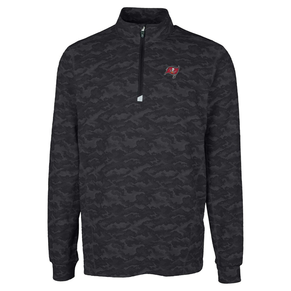 Tampa Bay Buccaneers Cutter & Buck Big & Tall Traverse Eco Camo Tri-Blend DryTec Quarter-Zip Jacket Black - NFL