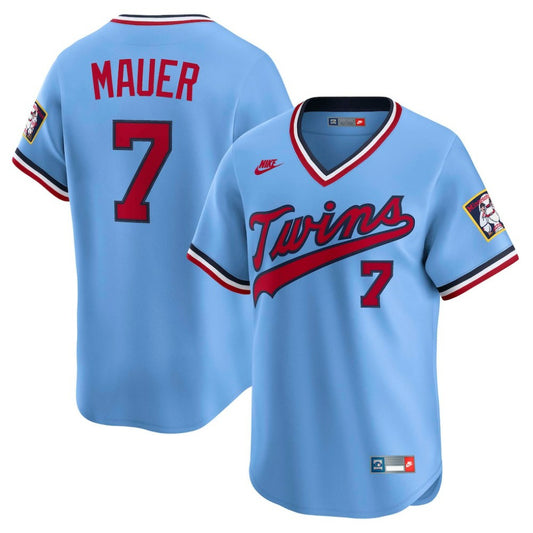 Joe Mauer Minnesota Twins Nike Throwback Cooperstown Collection Limited Jersey - Light Blue | MLB Jerseys