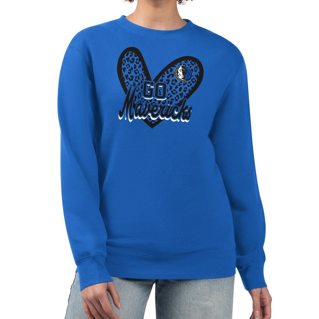 NBA - Dallas Mavericks G-III 4Her by Carl Banks Women's Leopard Heart Fleece Pullover Sweatshirt - Royal