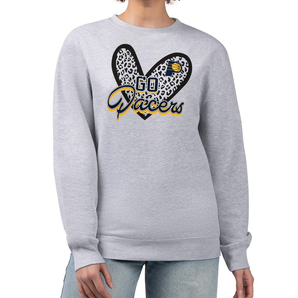 NBA - Indiana Pacers G-III 4Her by Carl Banks Women's Leopard Heart Fleece Pullover Sweatshirt - Heather Gray