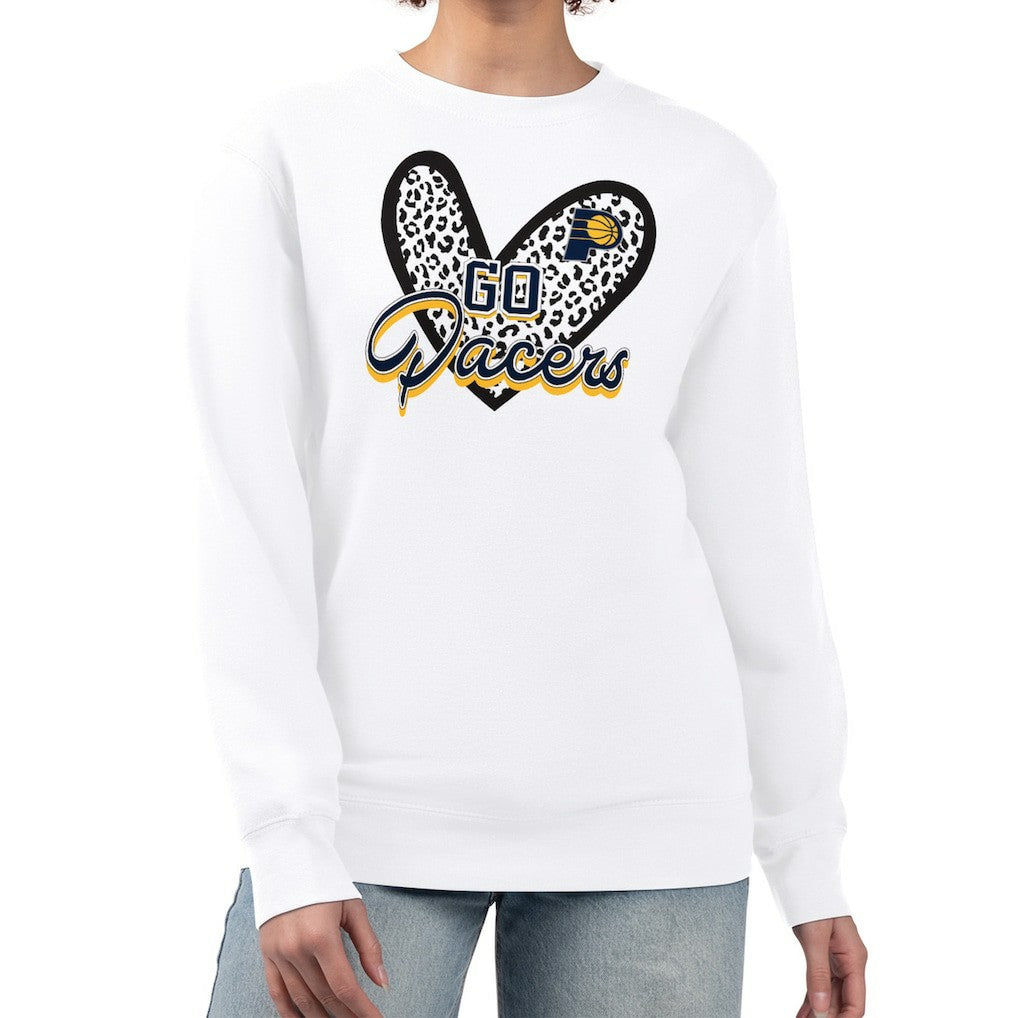NBA - Indiana Pacers G-III 4Her by Carl Banks Women's Leopard Heart Fleece Pullover Sweatshirt - White