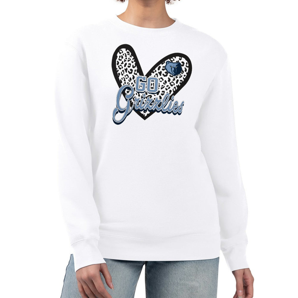 NBA - Memphis Grizzlies G-III 4Her by Carl Banks Women's Leopard Heart Fleece Pullover Sweatshirt - White