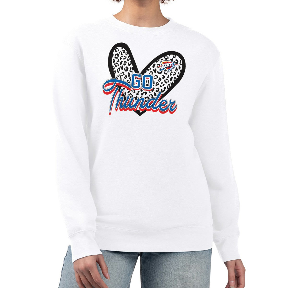 NBA - Oklahoma City Thunder G-III 4Her by Carl Banks Women's Leopard Heart Fleece Pullover Sweatshirt - White