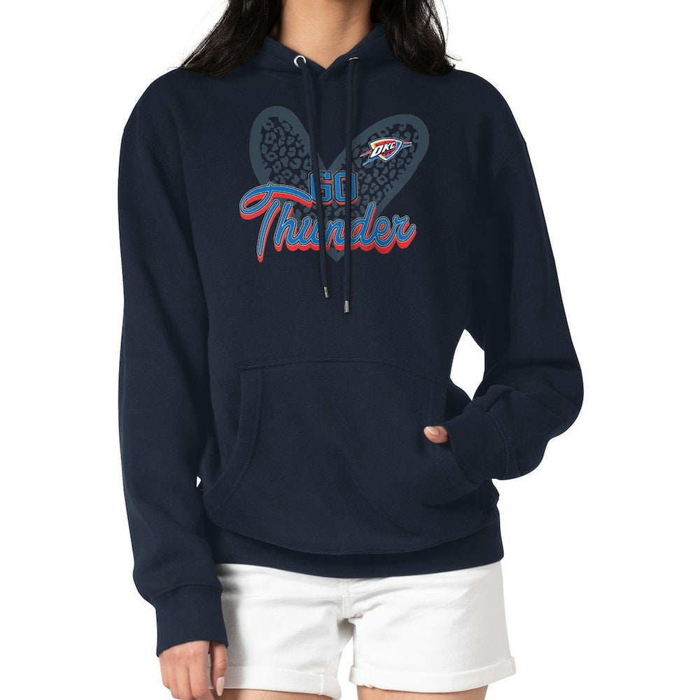 NBA - Oklahoma City Thunder G-III 4Her by Carl Banks Women's Leopard Heart Graphic Fleece Pullover Hoodie - Navy