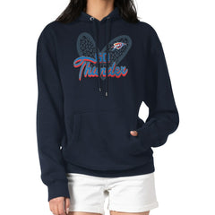 NBA - Oklahoma City Thunder G-III 4Her by Carl Banks Women's Leopard Heart Graphic Fleece Pullover Hoodie - Navy