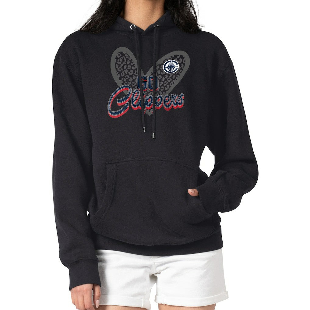 NBA - LA Clippers G-III 4Her by Carl Banks Women's Leopard Heart Graphic Fleece Pullover Hoodie - Black