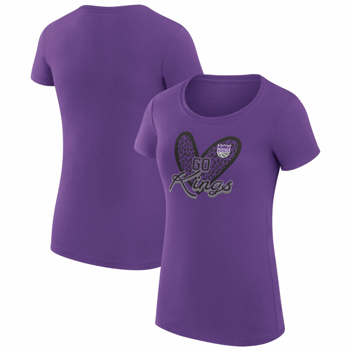 NBA - Sacramento Kings G-III 4Her by Carl Banks Women's Super-Slim Fit Lightweight Leopard Heart T-Shirt - Purple