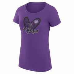 NBA - Sacramento Kings G-III 4Her by Carl Banks Women's Super-Slim Fit Lightweight Leopard Heart T-Shirt - Purple