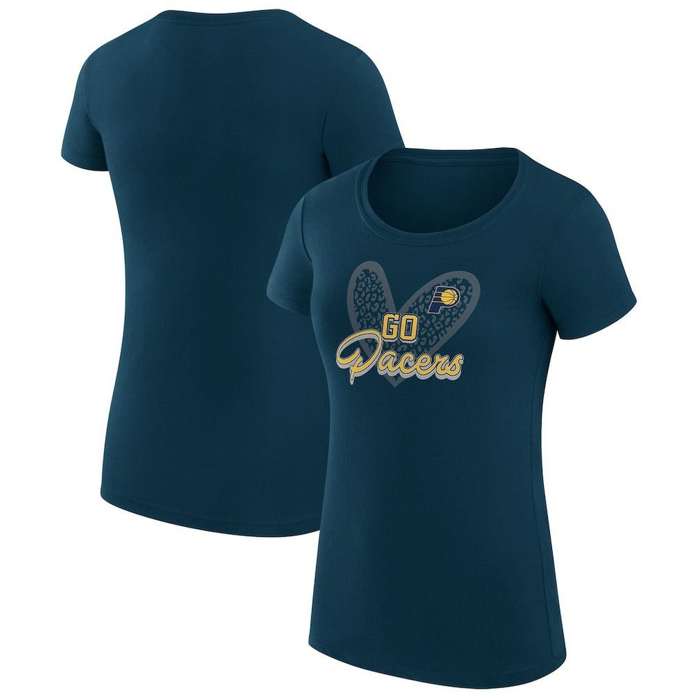 NBA - Indiana Pacers G-III 4Her by Carl Banks Women's Super-Slim Fit Lightweight Leopard Heart T-Shirt - Navy