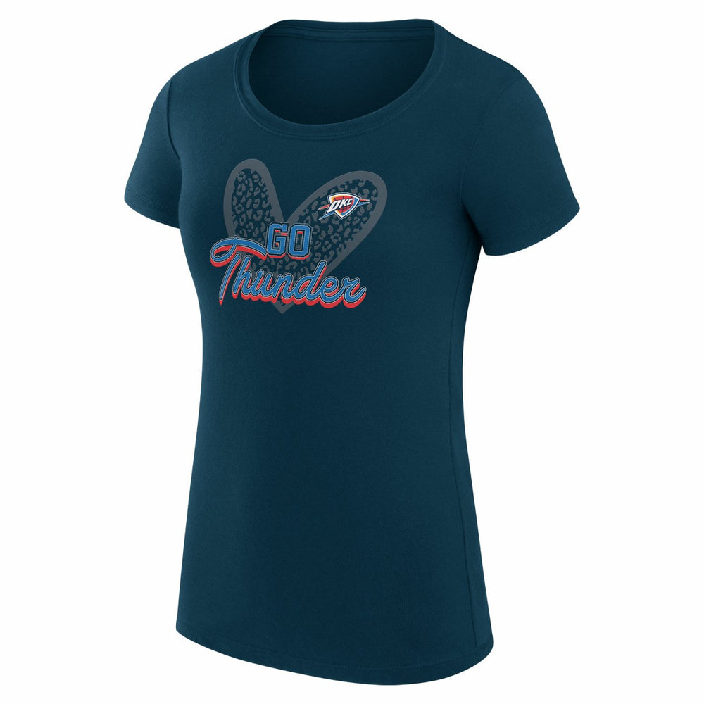 NBA - Oklahoma City Thunder G-III 4Her by Carl Banks Women's Super-Slim Fit Lightweight Leopard Heart T-Shirt - Navy