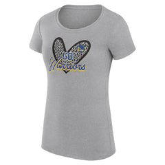 NBA - Golden State Warriors G-III 4Her by Carl Banks Women's Super-Slim Fit Lightweight Leopard Heart T-Shirt - Heather Gray