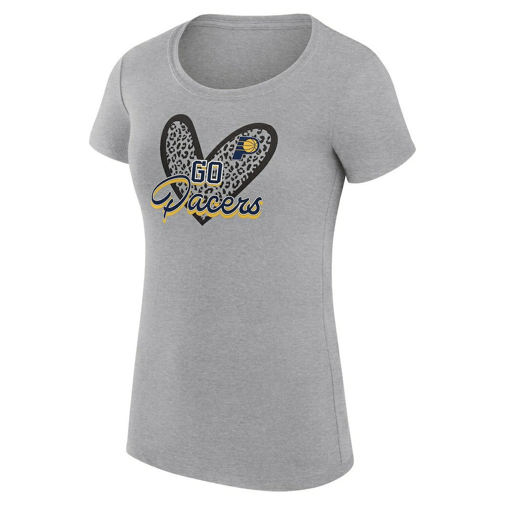 NBA - Indiana Pacers G-III 4Her by Carl Banks Women's Super-Slim Fit Lightweight Leopard Heart T-Shirt - Heather Gray