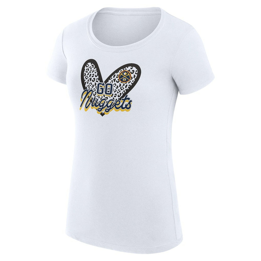 NBA - Denver Nuggets G-III 4Her by Carl Banks Women's Super-Slim Fit Lightweight Leopard Heart T-Shirt - White