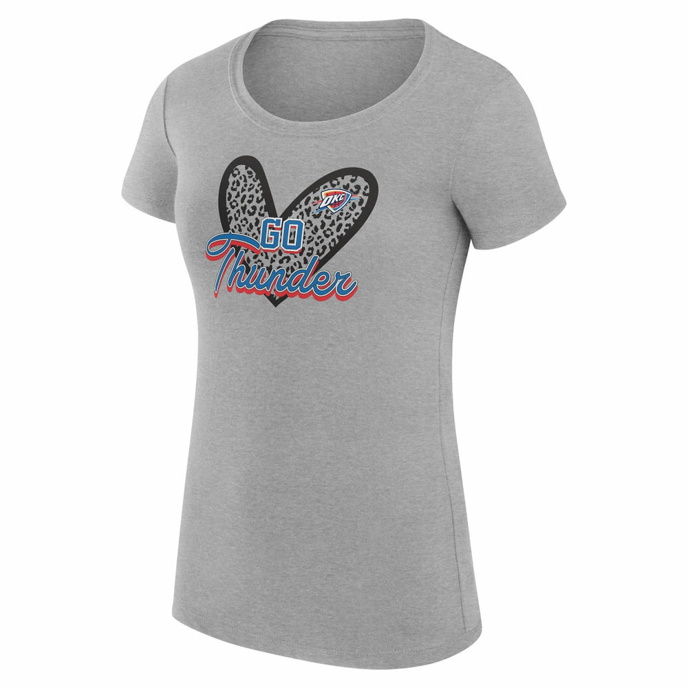NBA - Oklahoma City Thunder G-III 4Her by Carl Banks Women's Super-Slim Fit Lightweight Leopard Heart T-Shirt - Heather Gray