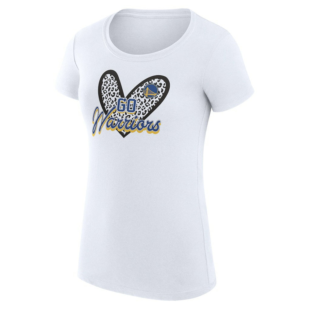 NBA - Golden State Warriors G-III 4Her by Carl Banks Women's Super-Slim Fit Lightweight Leopard Heart T-Shirt - White
