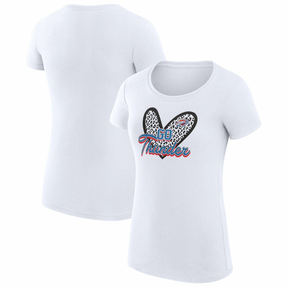 NBA - Oklahoma City Thunder G-III 4Her by Carl Banks Women's Super-Slim Fit Lightweight Leopard Heart T-Shirt - White