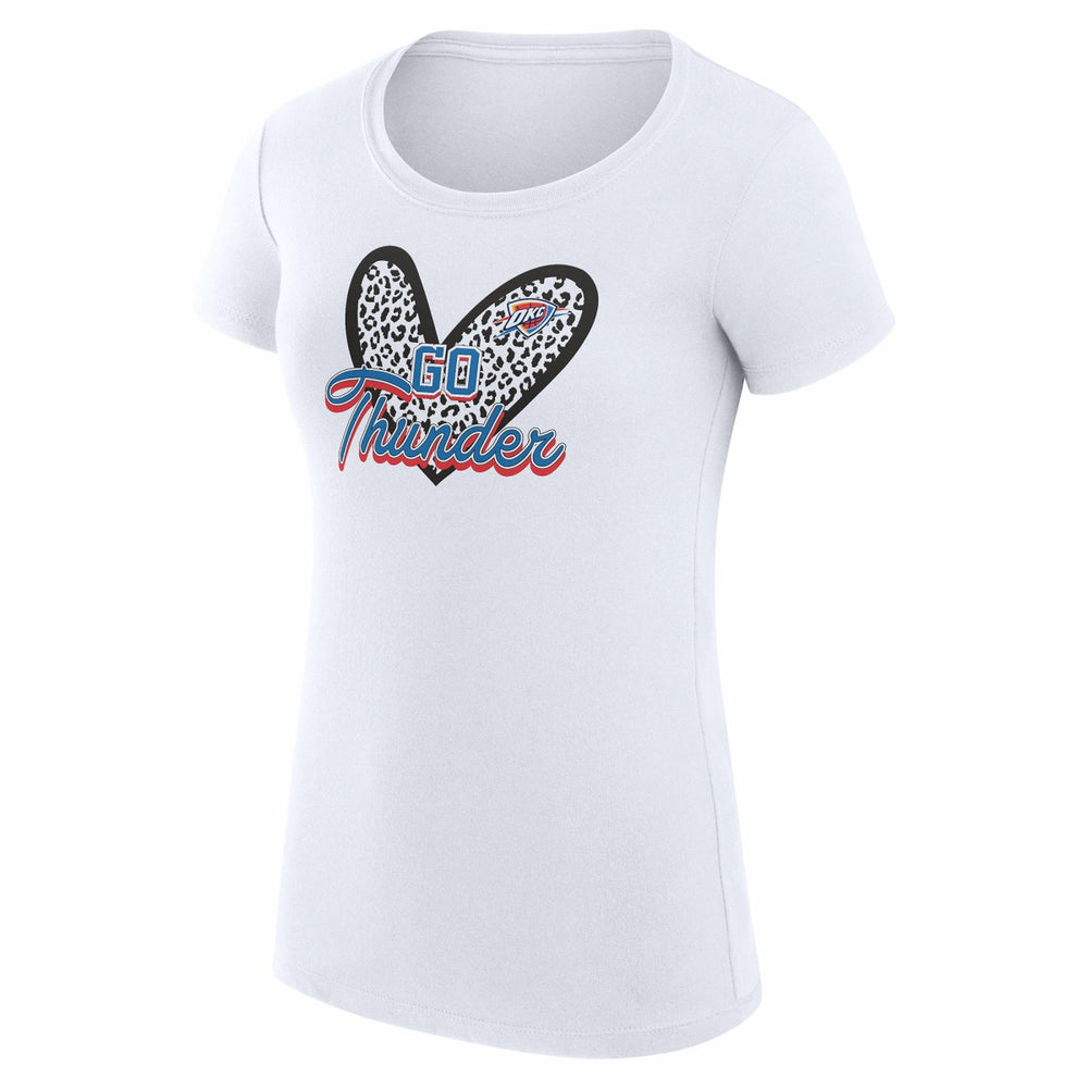 NBA - Oklahoma City Thunder G-III 4Her by Carl Banks Women's Super-Slim Fit Lightweight Leopard Heart T-Shirt - White