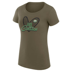 NBA - Boston Celtics G-III 4Her by Carl Banks Women's Super-Slim Fit Lightweight Leopard Heart T-Shirt - Hunter Green