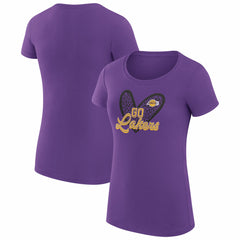 NBA - Los Angeles Lakers G-III 4Her by Carl Banks Women's Super-Slim Fit Lightweight Leopard Heart T-Shirt - Purple
