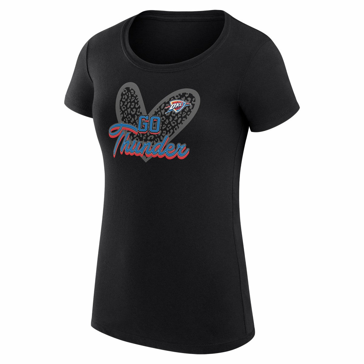 NBA - Oklahoma City Thunder G-III 4Her by Carl Banks Women's Super-Slim Fit Lightweight Leopard Heart T-Shirt - Black
