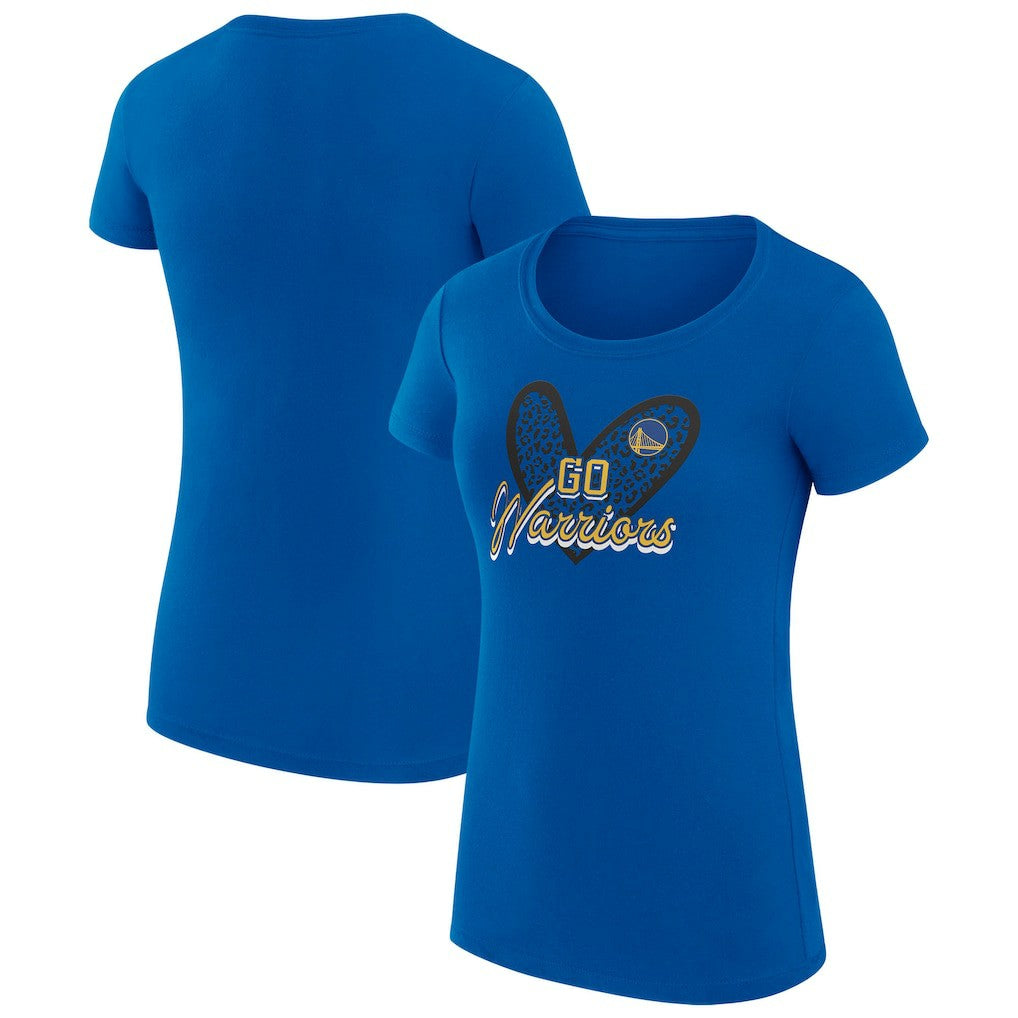 NBA - Golden State Warriors G-III 4Her by Carl Banks Women's Super-Slim Fit Lightweight Leopard Heart T-Shirt - Royal