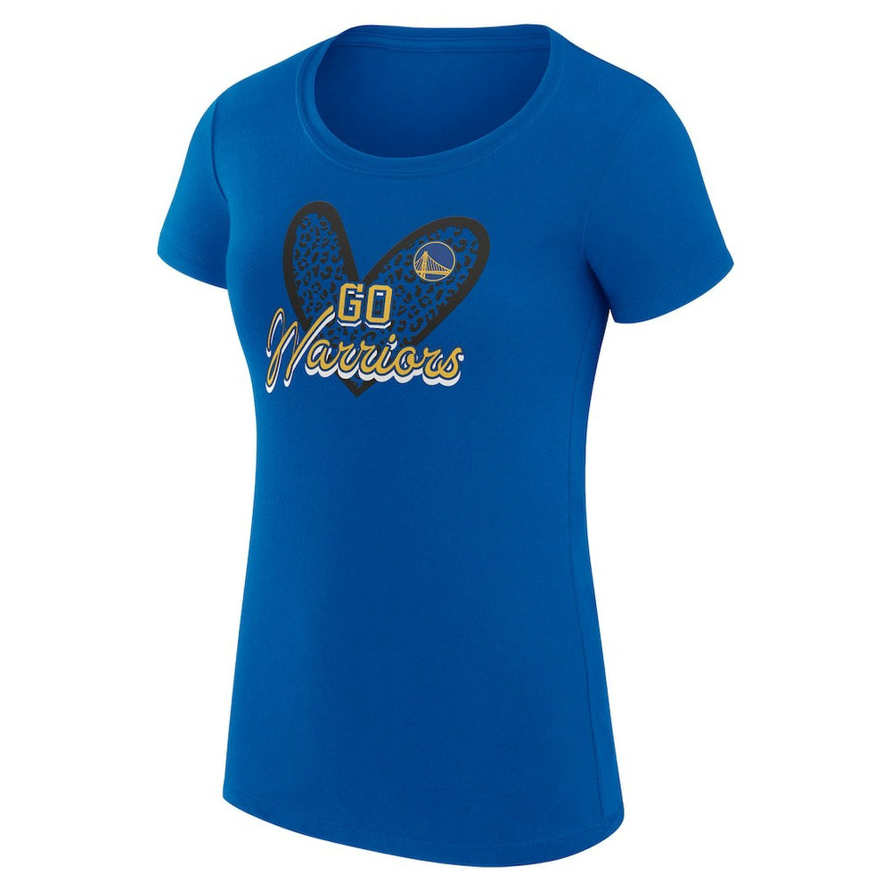 NBA - Golden State Warriors G-III 4Her by Carl Banks Women's Super-Slim Fit Lightweight Leopard Heart T-Shirt - Royal