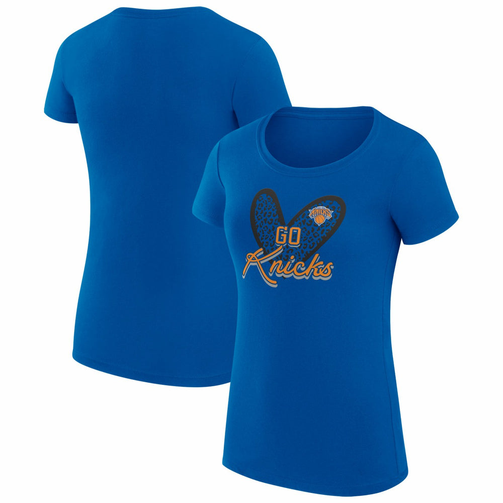 NBA - New York Knicks G-III 4Her by Carl Banks Women's Super-Slim Fit Lightweight Leopard Heart T-Shirt - Blue