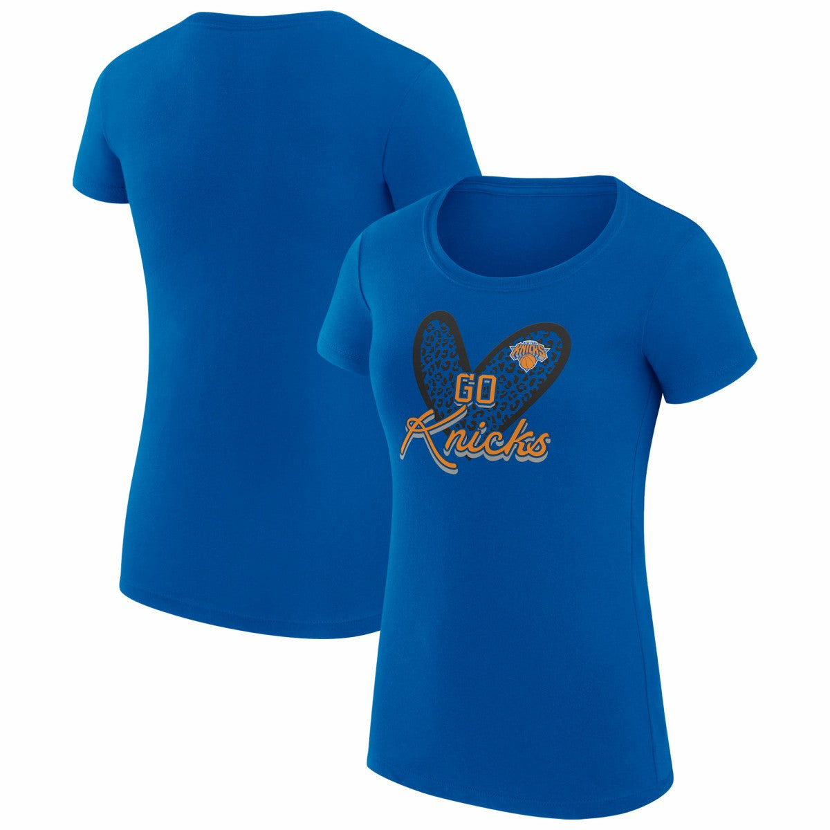 NBA - New York Knicks G-III 4Her by Carl Banks Women's Super-Slim Fit Lightweight Leopard Heart T-Shirt - Blue