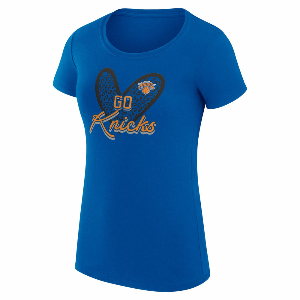 NBA - New York Knicks G-III 4Her by Carl Banks Women's Super-Slim Fit Lightweight Leopard Heart T-Shirt - Blue