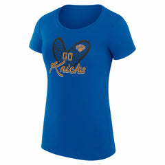 NBA - New York Knicks G-III 4Her by Carl Banks Women's Super-Slim Fit Lightweight Leopard Heart T-Shirt - Blue