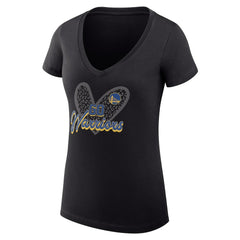 NBA - Golden State Warriors G-III 4Her by Carl Banks Women's Super-Slim Fit Lightweight Leopard Heart V-Neck T-Shirt - Black