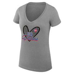 NBA - Detroit Pistons G-III 4Her by Carl Banks Women's Super-Slim Fit Lightweight Leopard Heart V-Neck T-Shirt - Heather Gray