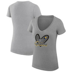 NBA - Indiana Pacers G-III 4Her by Carl Banks Women's Super-Slim Fit Lightweight Leopard Heart V-Neck T-Shirt - Heather Gray