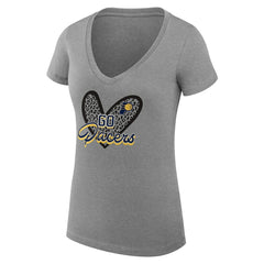 NBA - Indiana Pacers G-III 4Her by Carl Banks Women's Super-Slim Fit Lightweight Leopard Heart V-Neck T-Shirt - Heather Gray