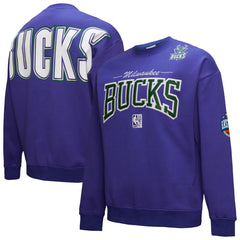 Mitchell & Ness - Milwaukee Bucks Hardwood Classics There & Back 2.0 Vintage Pullover Sweatshirt - Purple