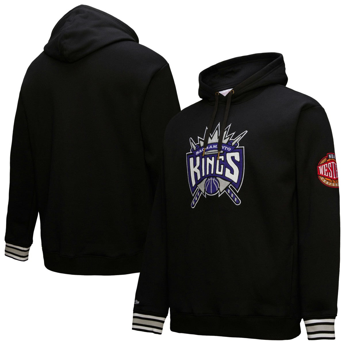Mitchell & Ness - Sacramento Kings Chainstitch Applique Vintage Heavyweight Pullover Hoodie - Black