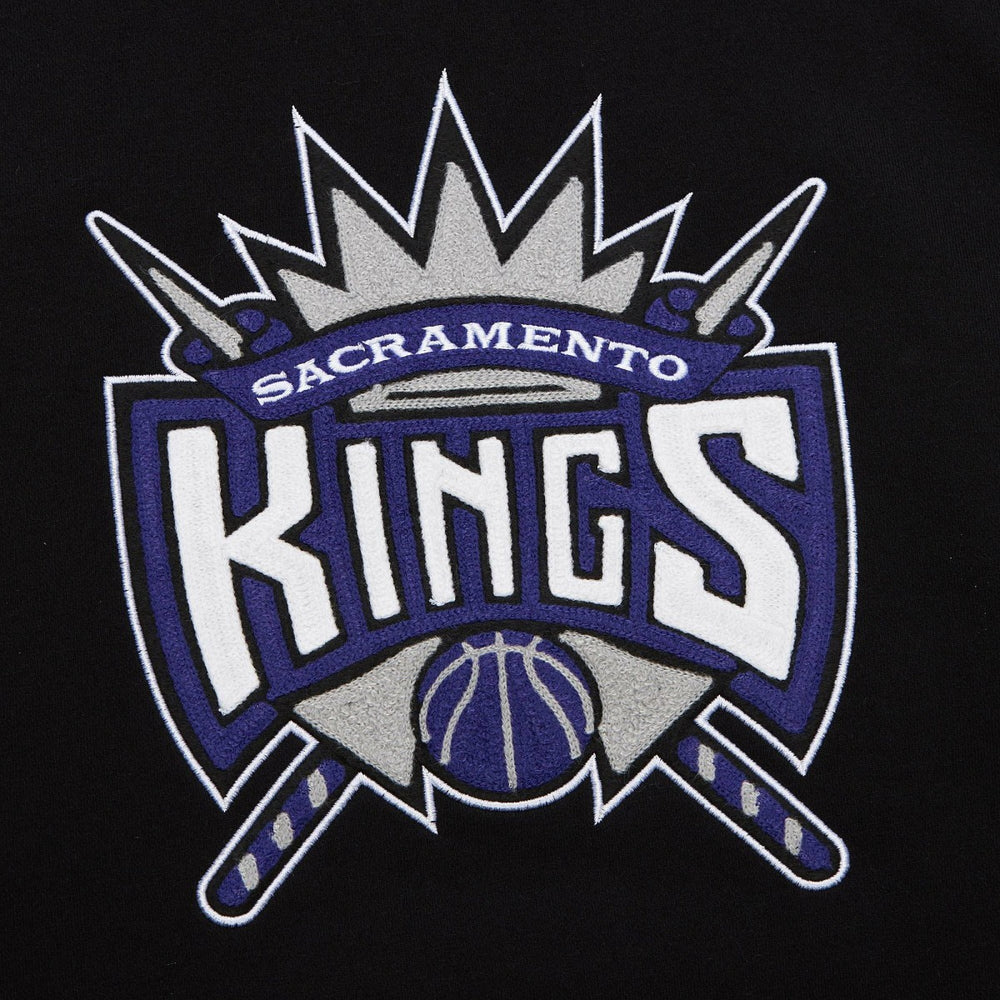 Mitchell & Ness - Sacramento Kings Chainstitch Applique Vintage Heavyweight Pullover Hoodie - Black