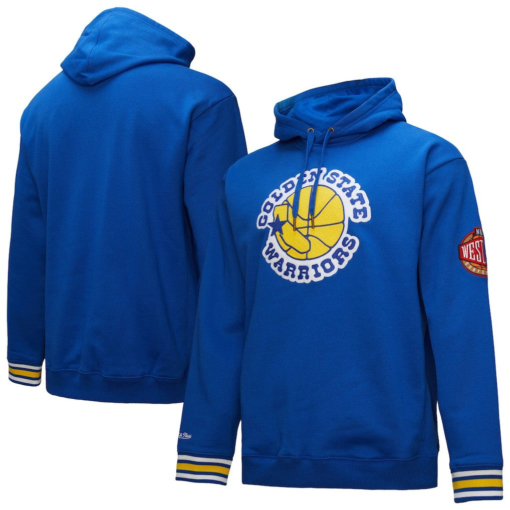 Mitchell & Ness - Golden State Warriors Chainstitch Applique Vintage Heavyweight Pullover Hoodie - Royal